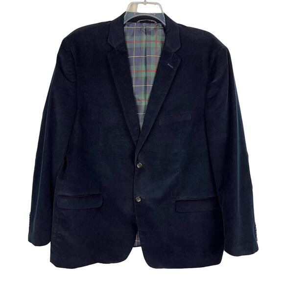 U.S. POLO ASSN. | Navy Blue Corduroy Cotton Single Breasted Blazer | Men's 48R - Picture 1 of 12